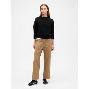 Gap Easy Wide Leg Utility Khaki Pants Brown High Rise Carpenter Patch Pocket L